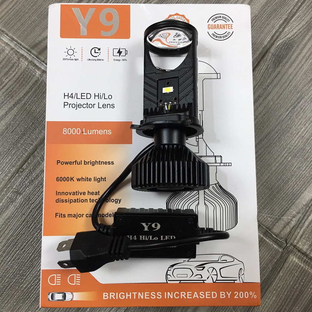Đèn pha LED bi cầu Y9 siêu sáng ánh sáng gom chân H4