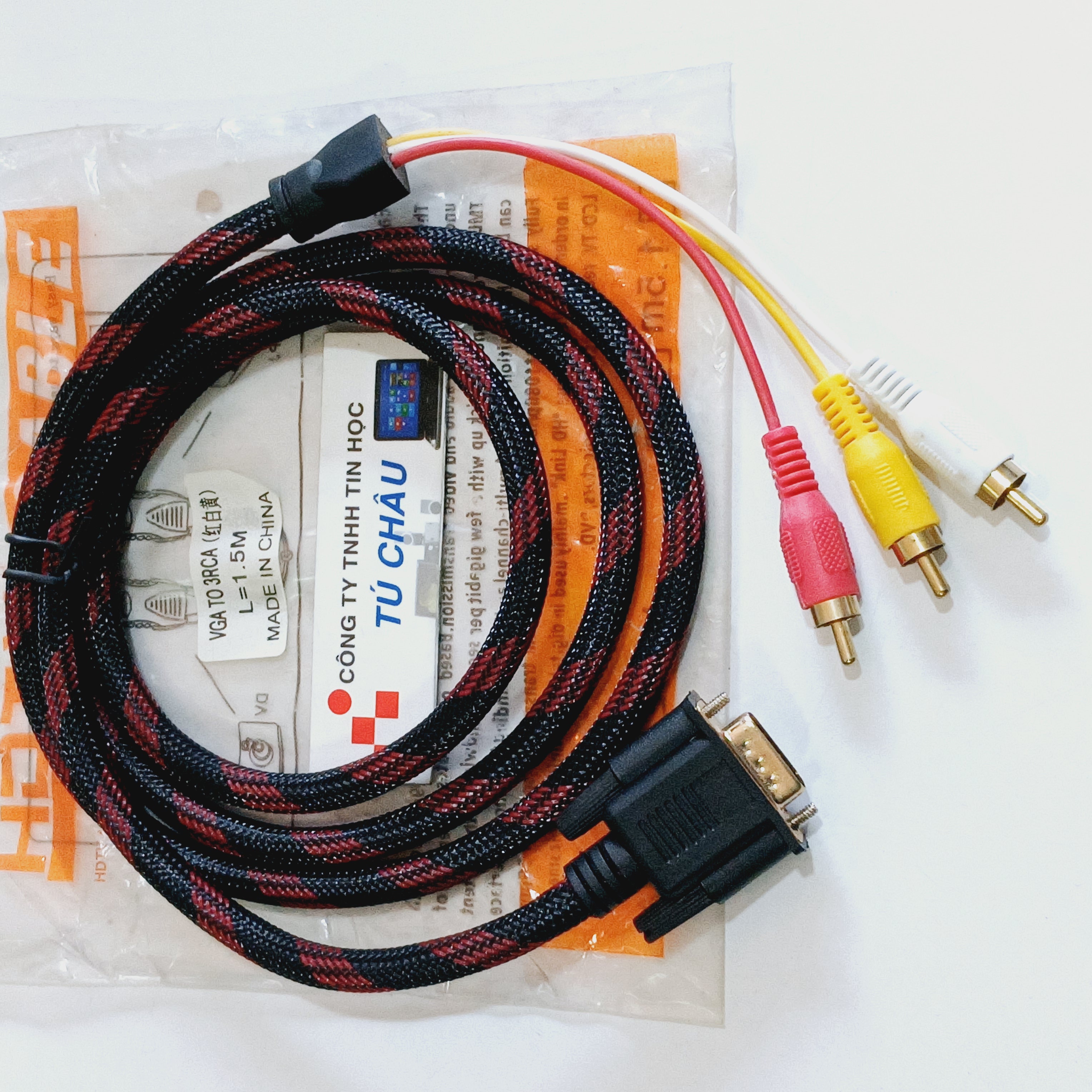 Cáp VGA ra  3 AV (3RAV) / Cáp dài 1.5M (TÍN HIỆU ANALOG)