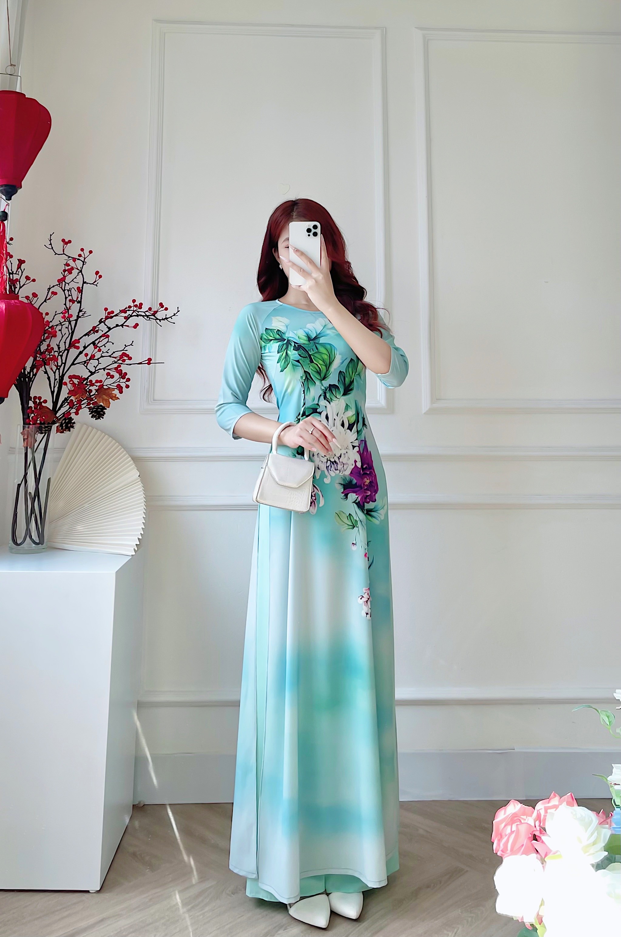 Áo dài cách tân áo dài nữ lụa nhật in 6d cao cấp MÃ LV70