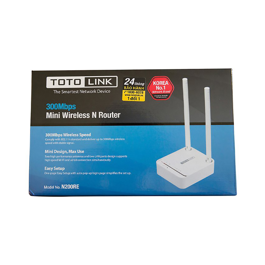 Bộ Phát Wifi Chuẩn N 300Mbps TOTOLINK N200RE - Hàng Chính Hãng