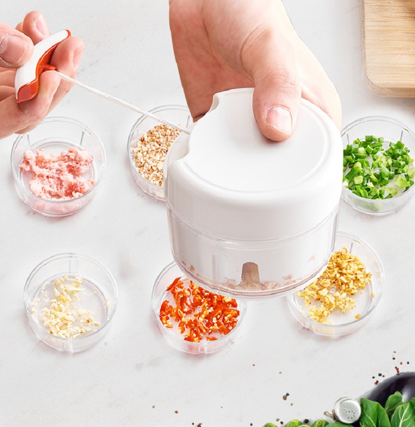 [HCM]Máy xay thực phẩm mini kéo bằng tay xay tỏi  ớt gừng thịt băm...
