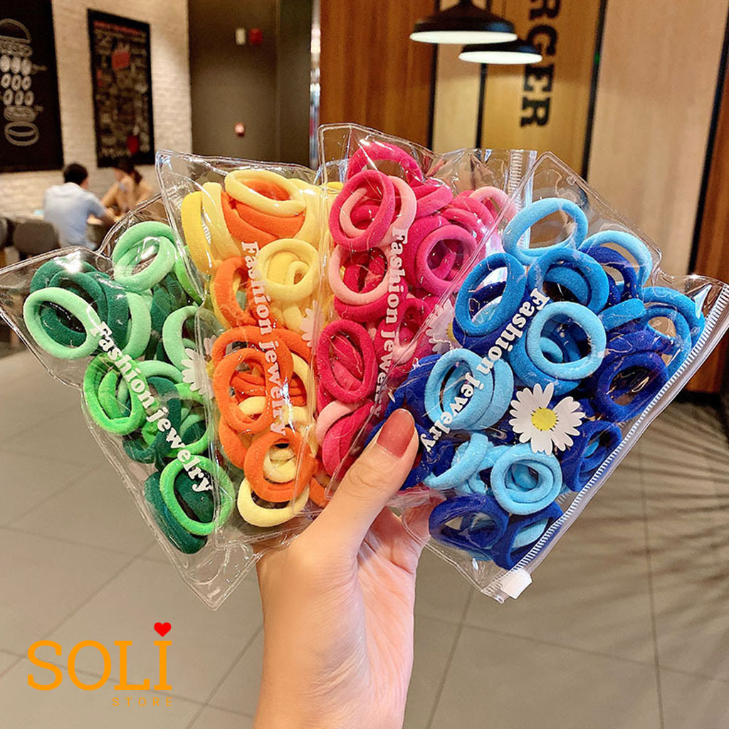 Cột tóc vải mini túi zip 50 cái dễ thương CT69