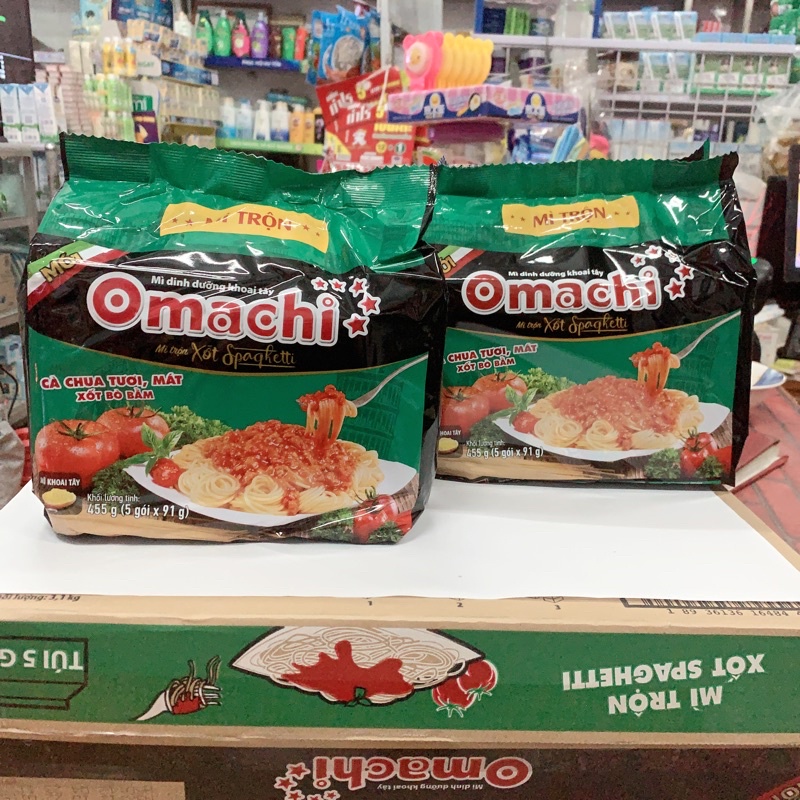 10 gói mì trộn Omachi xốt Spaghetti 10 gói x 91g