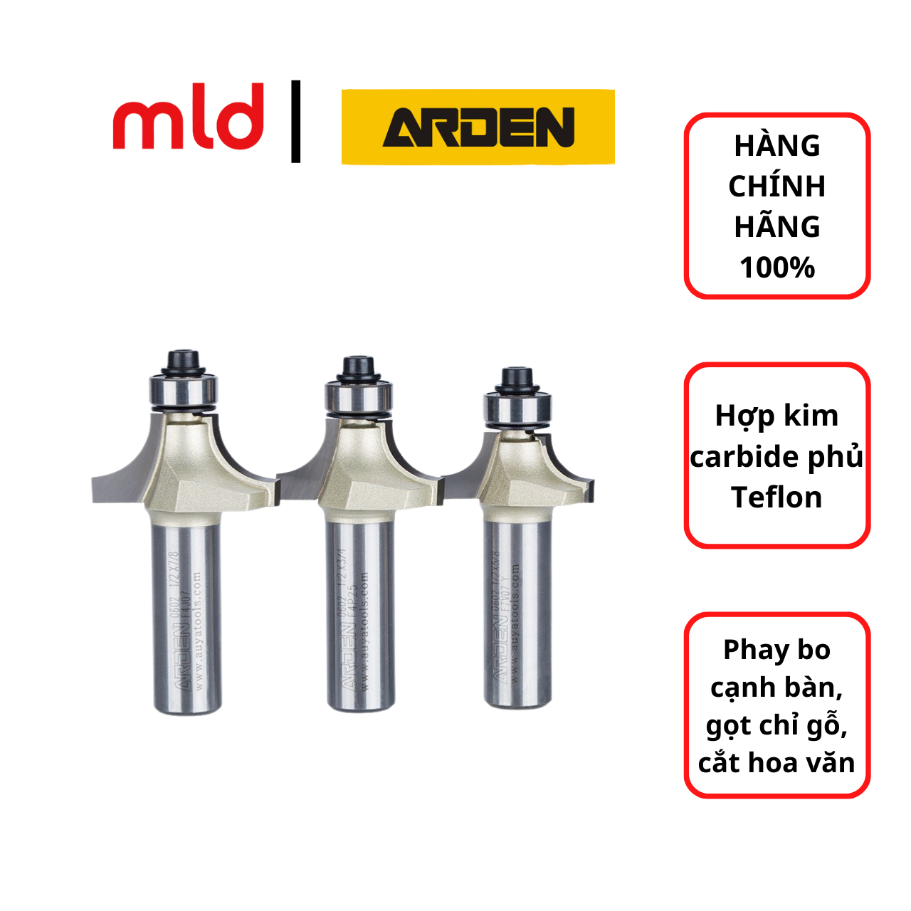 [HCM]Mũi phay gỗ Arden, Roundover Mã: A0602034