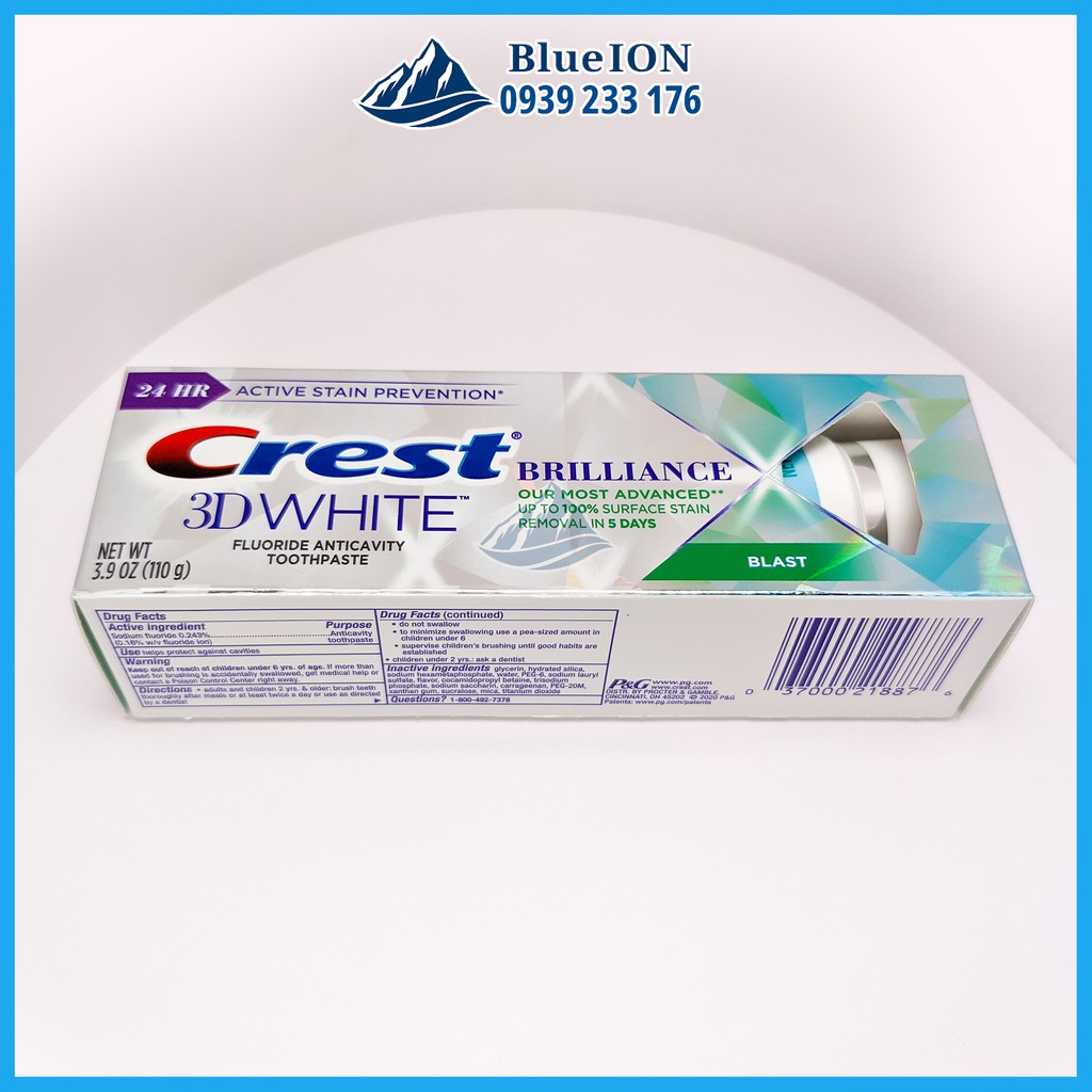 [Hàng Mỹ] Kem đánh răng Crest 3D White Brilliance Blast