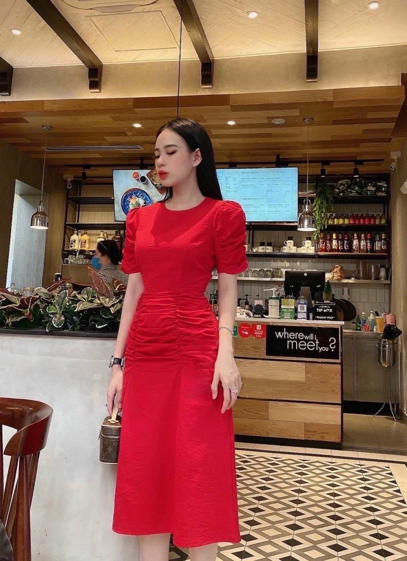 Đầm cổ tròn tùng nhúng 3 màu