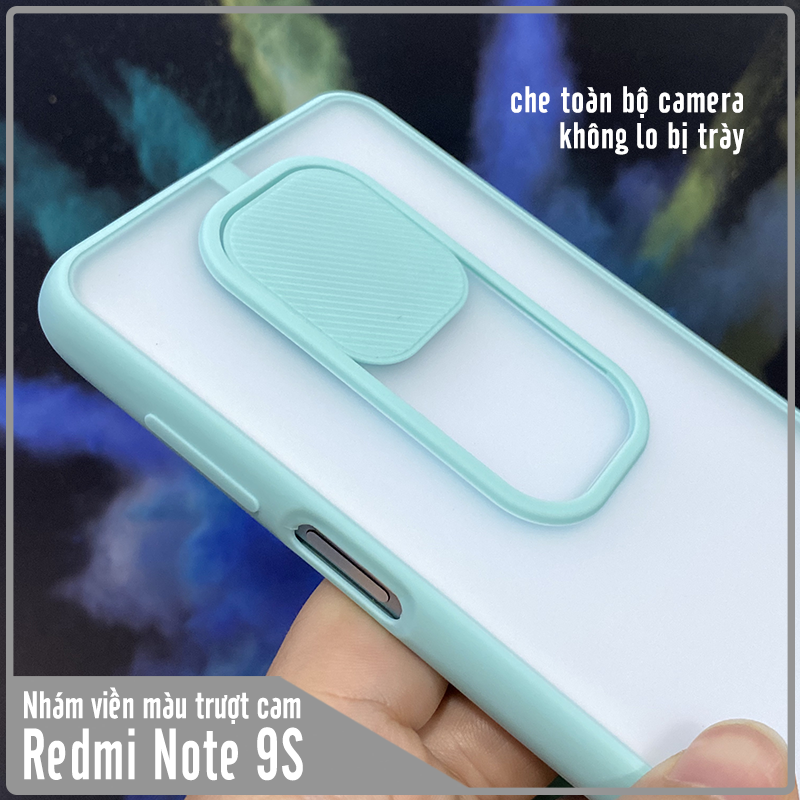 Ốp lưng cho Xiaomi Redmi Note 9S - Note 9 Pro nhám viền màu trượt camera