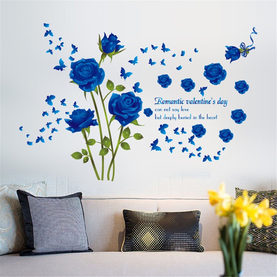 Green Velvet Rose Wall Decal