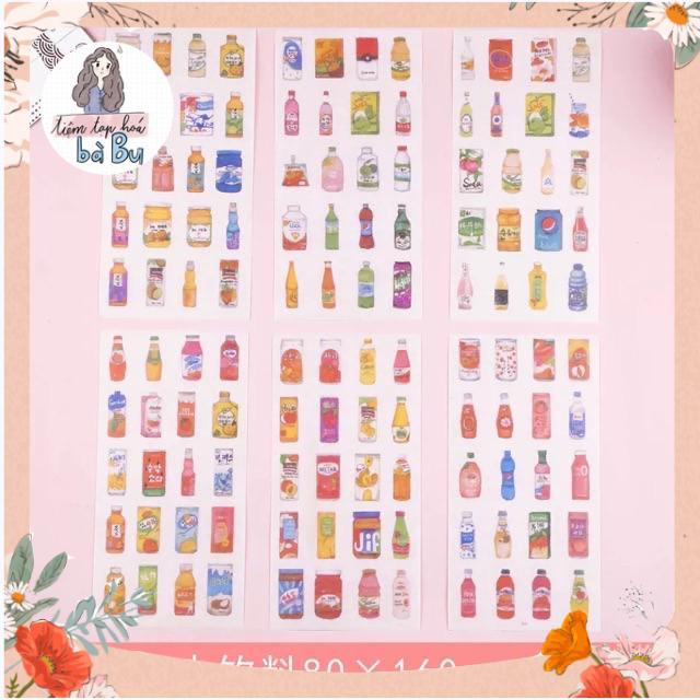 Set 6 Tờ Washi Stickers Nhiều Mẫu Dễ Thương