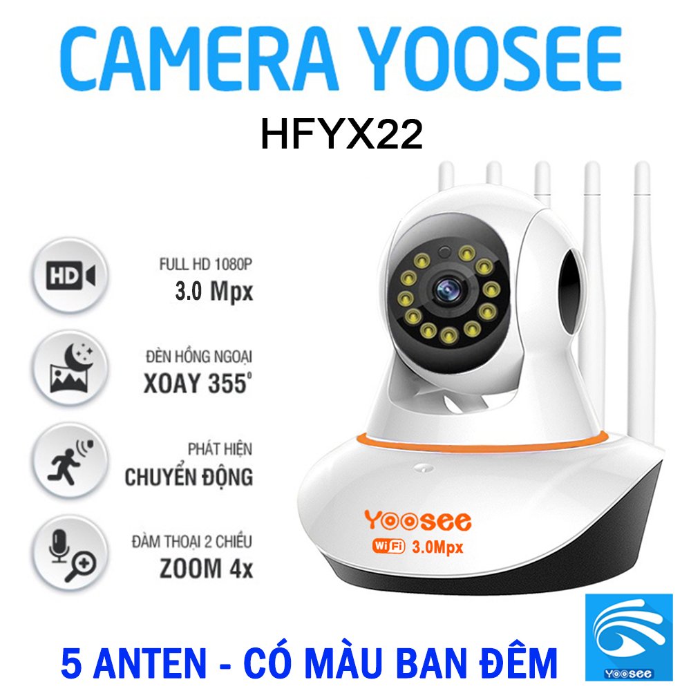 Bản Mới - Camera IP Wifi Yoosee YX22 5 Râu 2.0MP 1080p (Không Lan, Logo in 3.0Mpx)