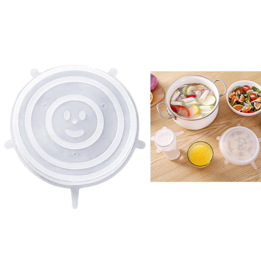 Bộ 6 miếng màng bọc thực phẩm silicon co giãn (màu trắng)