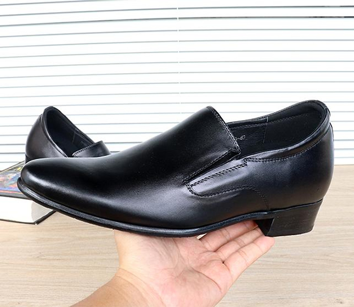 Giày tăng chiều cao nam s970 đen cao 8cm