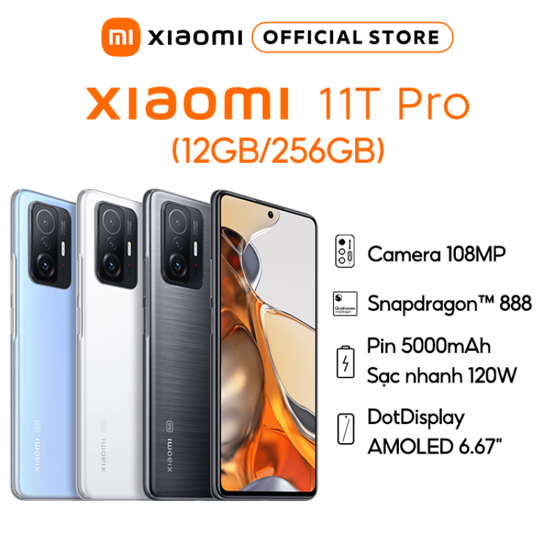 Điện Thoại Xiaomi 11T Pro 5G Chính Hãng - Camera Chuyên Nghiệp 108 MP - Sạc Nhanh 120W - Màn hình AMOLED 120 Hz - Qualcomm Snapdrago 888 - Bảo Hành 24 Tháng MiOnlineVN