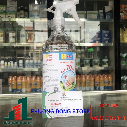 Cồn 70 độ chai 1 lít có vòi xịt