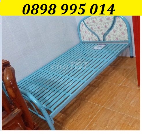 Giường sắt giá rẻ tại xưởng hcm ngang dài 2m màu xanh dương