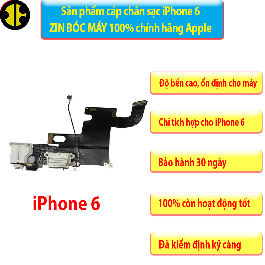 Sản phẩm cáp chân sạc iP 6, 6S, 6 Plus, 6S Plus zin bóc máy.