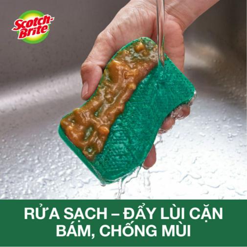 SCOTCH-BRITE™ MIẾNG CỌ RỬA HẠT MÀI NỔI CÓ MÚT SIÊU SẠCH ( Bịch 2 miếng)