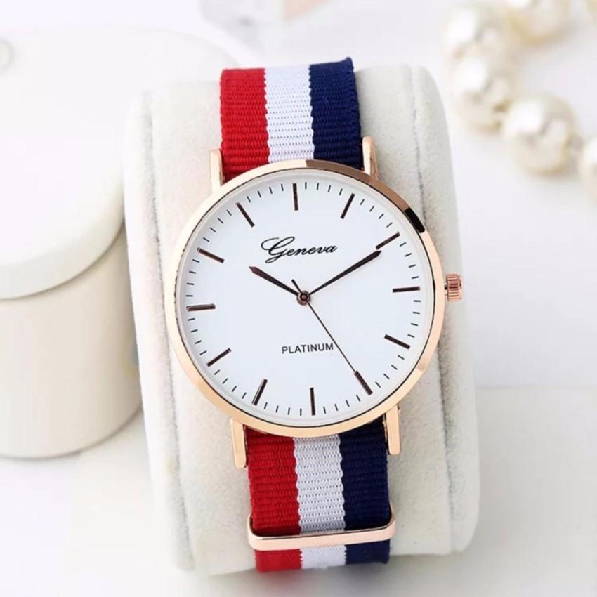 [HCM]Đồng hồ dây vải 3 sọc trắng-xanh-đỏ ( tam sọc)