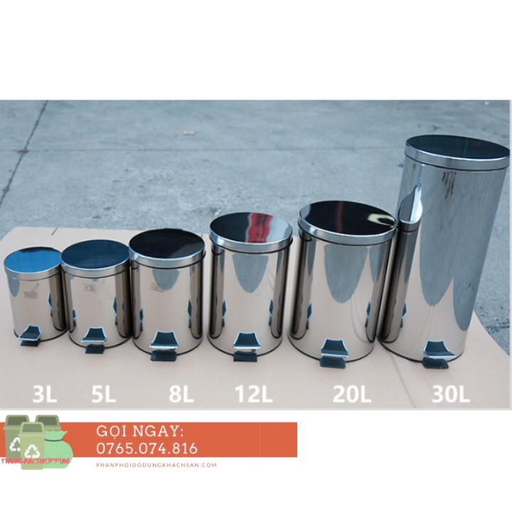 THÙNG RÁC ĐẠP CHÂN INOX 3L - BẠC