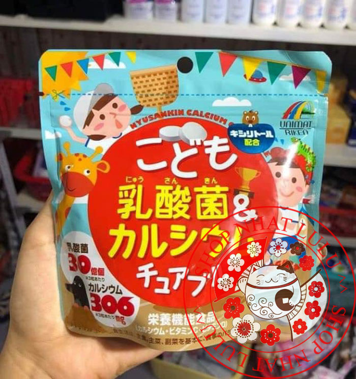Kẹo canxi, vitamin D, lợi khuẩn cho trẻ em Unimat Riken 90 viên Nhật bản cho bé 3 tuổi trở lên