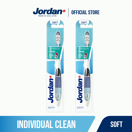 Jordan Combo 2 Bàn chải đánh răng Individual Clean lông siêu mềm bảo vệ nướu nhạy cảm