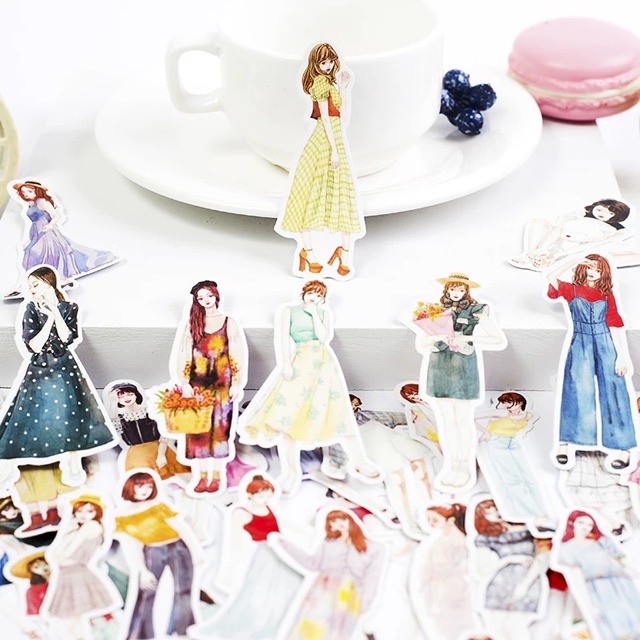 Set 100 Stickers Cô Gái Loại Trung
