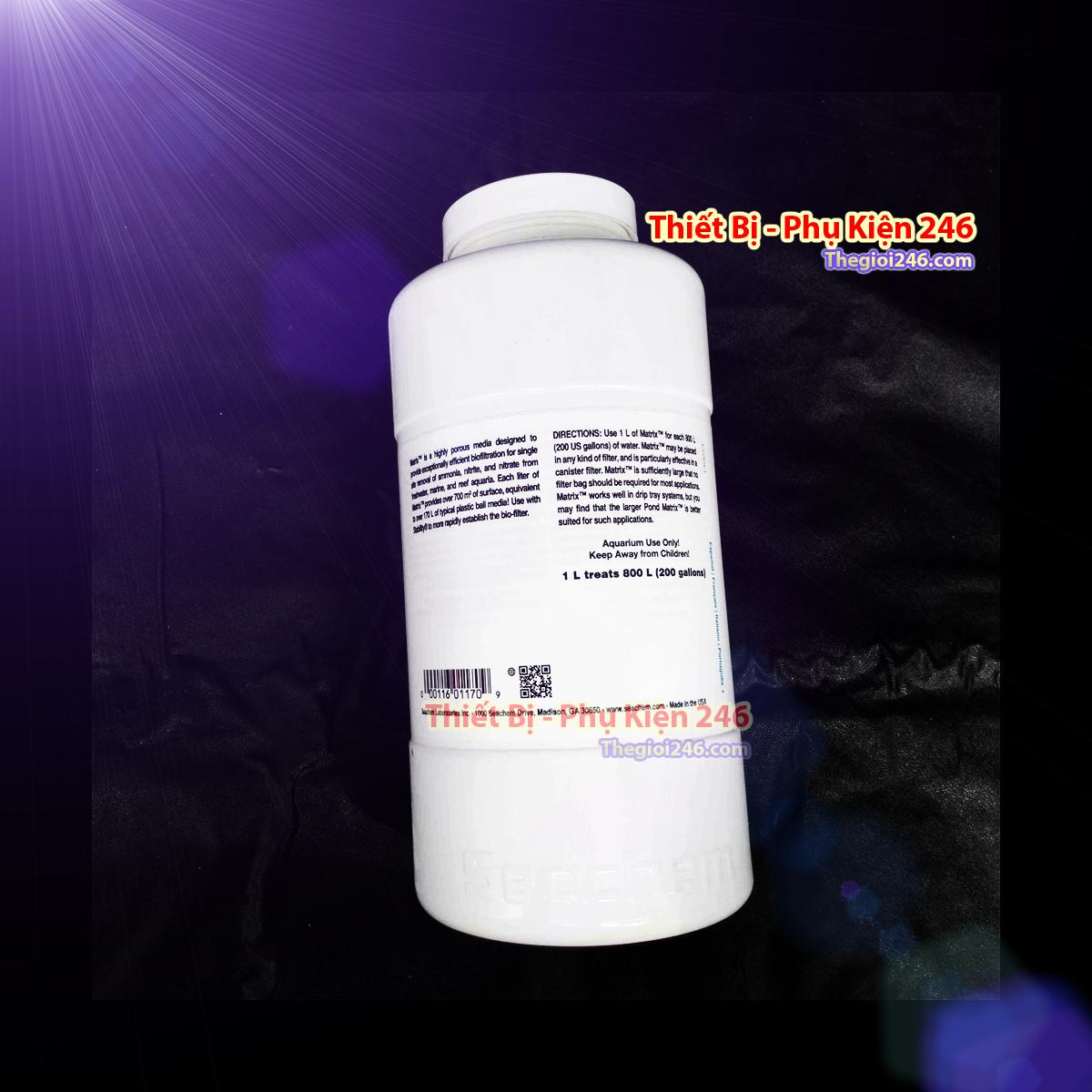 Seachem Matrix lọc nước hồ cá ( Vật lieu lọc cao cấp . Khử Ammonia , Nitrite và Nitrate ) thùng 1L