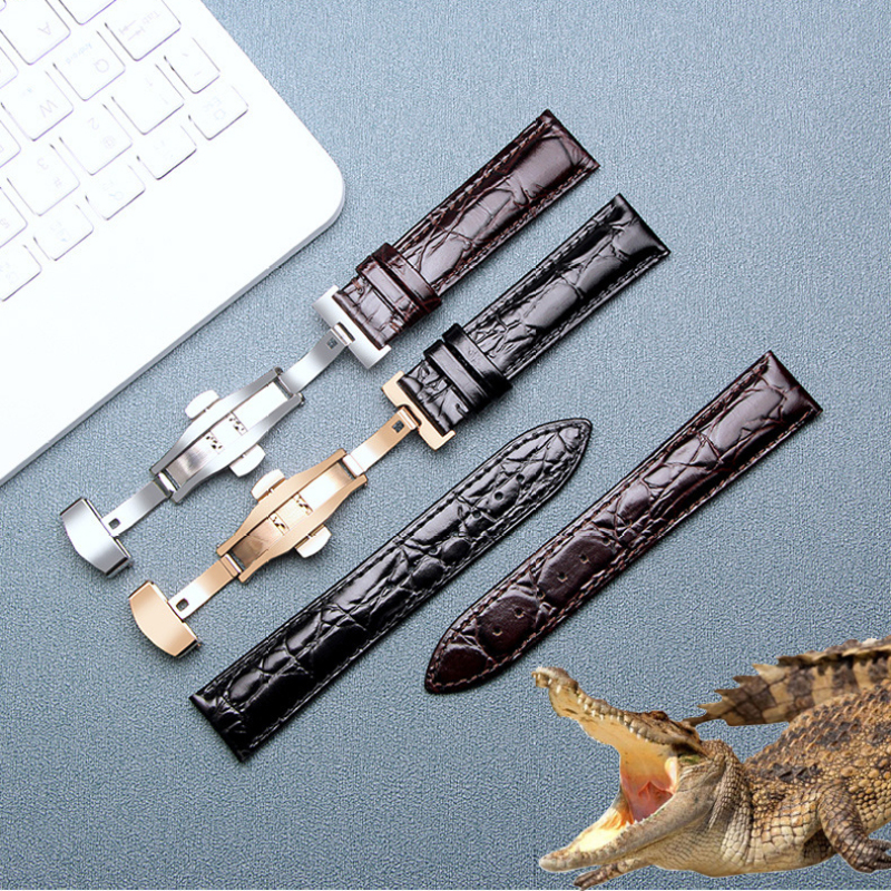[DA XỊN] Dây da đồng hồ da cá sấu cao cấp 2 mặt vân cá sấu kèm khóa bướm thép không gỉ 316L (Chọn màu)