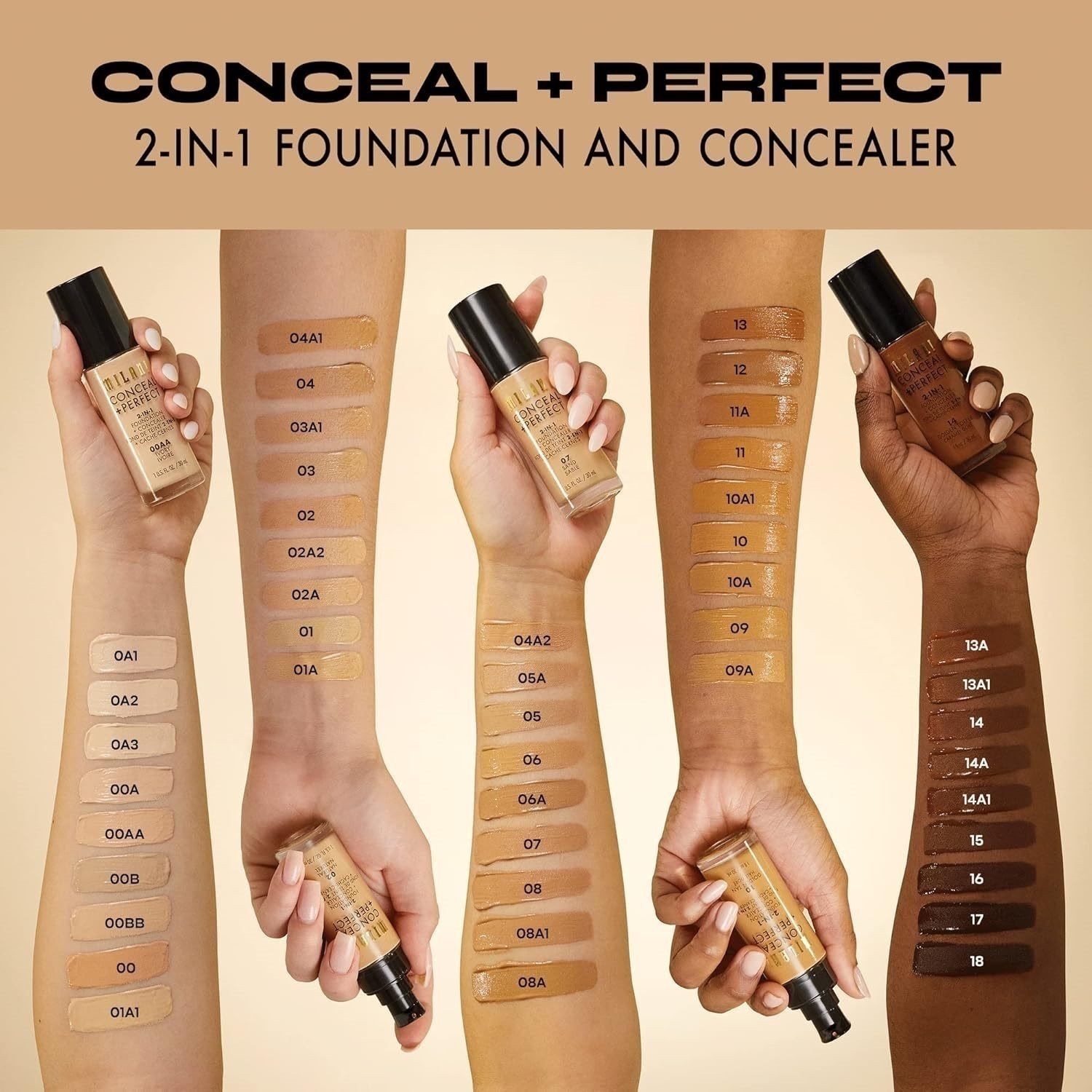Kem nền MILANI Conceal + Perfect 2 in 1 Foundation & Concealer (30ml)