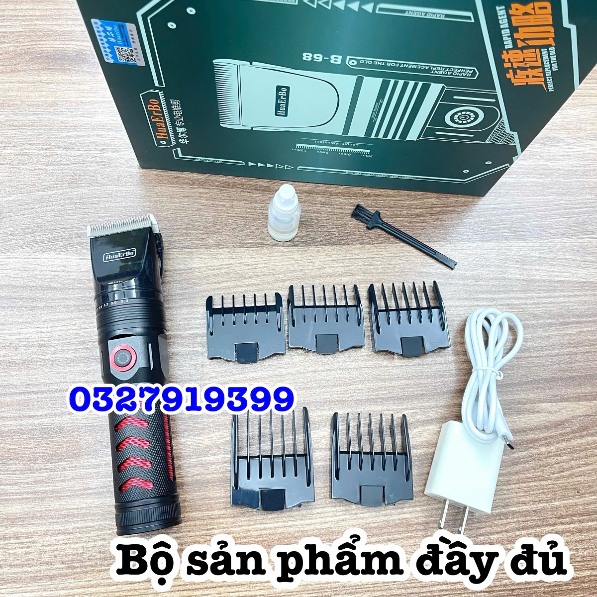 HuaErBo Tông Đơ Cắt Tóc Pin HuaErBo B68 - Thân Máy Thép Cao Cấp - Lưỡi Titanium và Ceramic - Màu Đen - Pin 5000mAh - Turbo Tăng Tốc - Tông Đơ Cắt Tóc Chuyên Nghiệp - Women