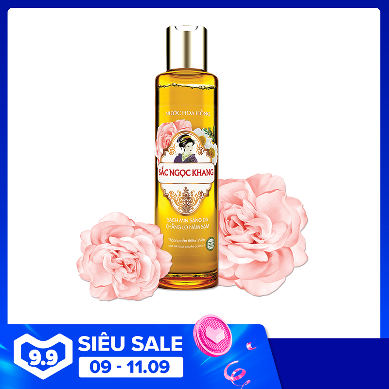 Nước hoa hồng Sắc Ngọc Khang sạch mịn sáng da với thành phần 5 loại hoa 145ml, giúp tăng cường tác dụng của kem dưỡng, phòng ngừa nám sạm, sáng mịn làn da nhập khẩu