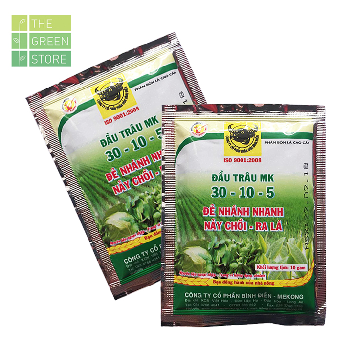 COMBO 1-2-5 GÓI Phân bón Đầu Trâu NPK 30-10-5 (10g) kích nảy chồi, ra lá cho hoa lan, hoa hồng, mai vàng, cây cảnh, rau màu, cây ăn trái
