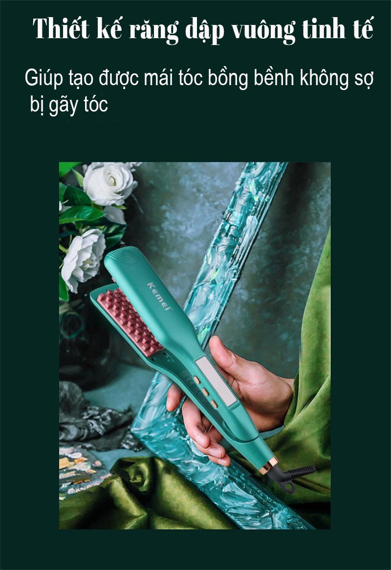 Máy Bấm Tóc Dập Xù Bấm Phồng Chân Tóc,Máy Bấm Tóc Chuyên Nghiệp KM- 1228 Bản Hot 2023 Không Lộ Mối Dập ,Tự Tạo Kiểu Tóc Ở Nhà Dễ Dàng