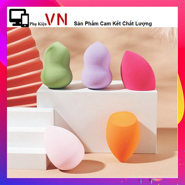 Bộ 6 Mút Tán Kem Nền Makeup - Bông mút trang điểm tán kem nền phấn phủ Keli 6 miếng