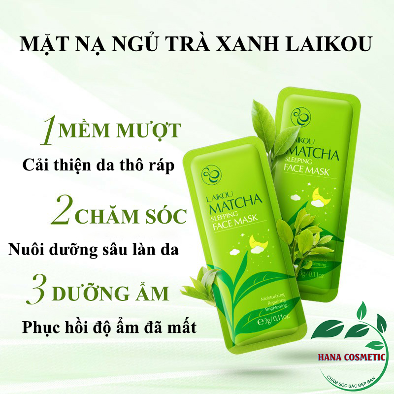 [10 GÓI] Mặt Nạ Dưỡng Da Tinh Chất Trà Xanh Dưỡng Ẩm Ban Đêm, Thải Độc, Tái Tạo Da Mang Lại Sự Tươi Trẻ