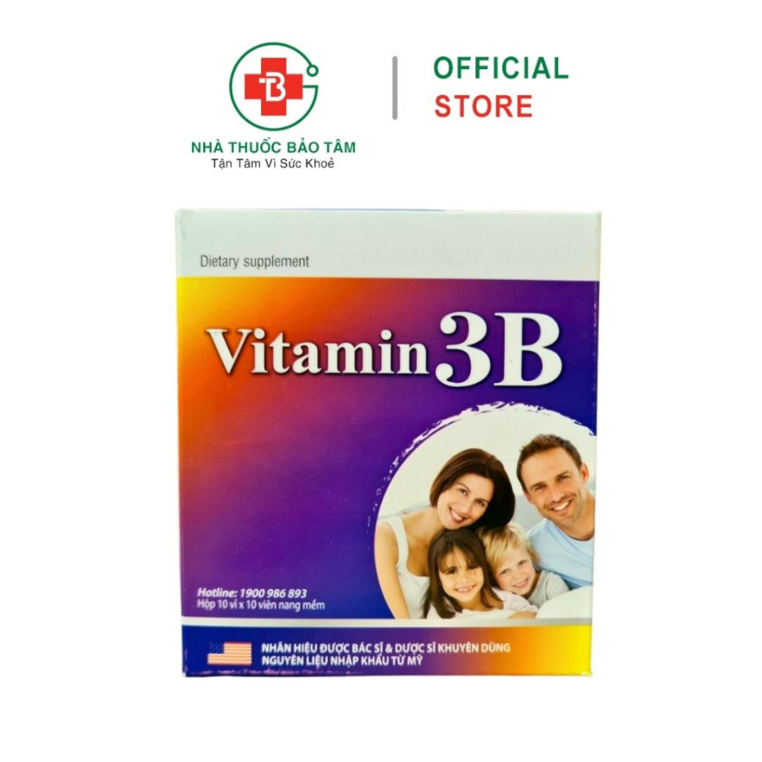 Vitamin 3B Giúp bổ sung và dự phòng thiếu hụt vitamin B1, B6, B12 cho cơ thể hộp 100 viên