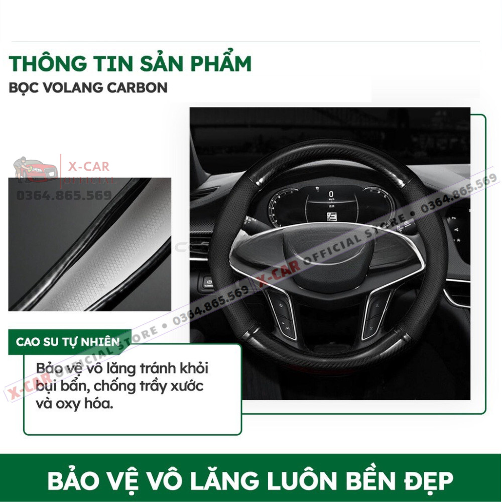Bọc vô lăng carbon 4s cao cấp kèm logo Hãng