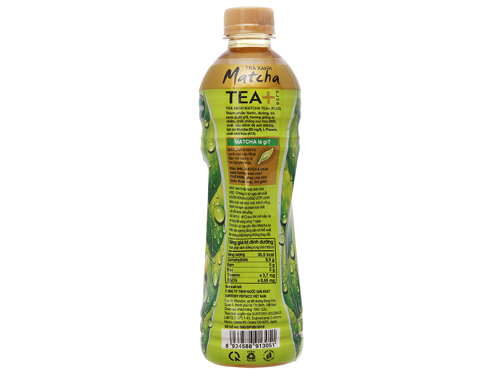 6 chai trà xanh matcha Tea Plus 455ml