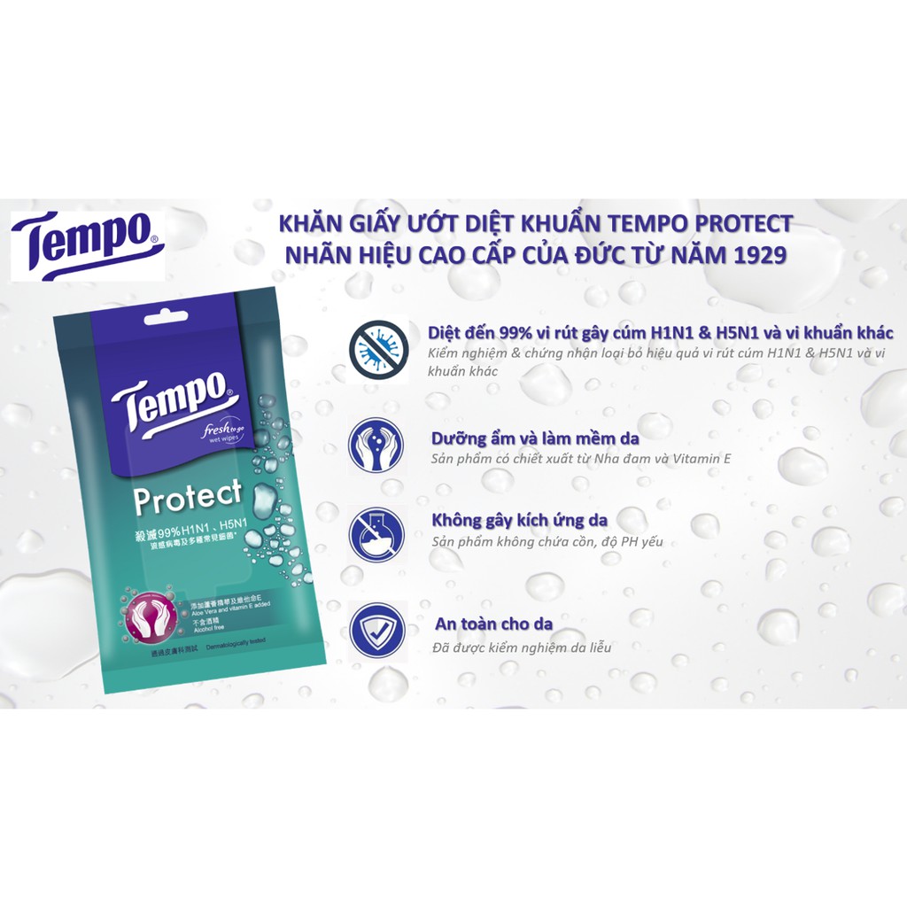 Khăn Giấy Ướt Tempo 10 Miếng Protect H5N1