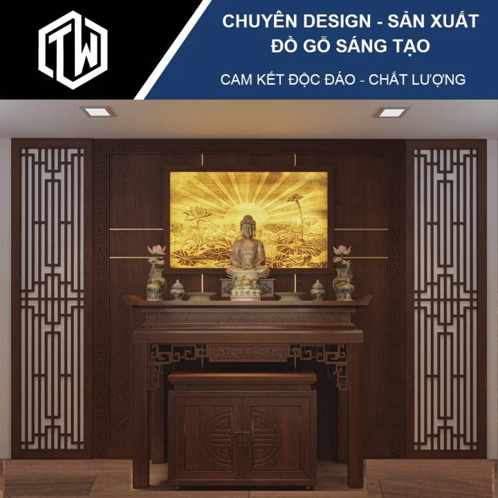 Vách ngăn CNC phòng thờ bằng gỗ cao cấp, nhiều mẫu mã