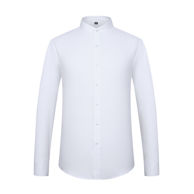 Áo sơ mi nam đen trắng cổ trụ tàu vải cotton lụa Hàn mềm mịn thương hiệu thời trang FATUNO