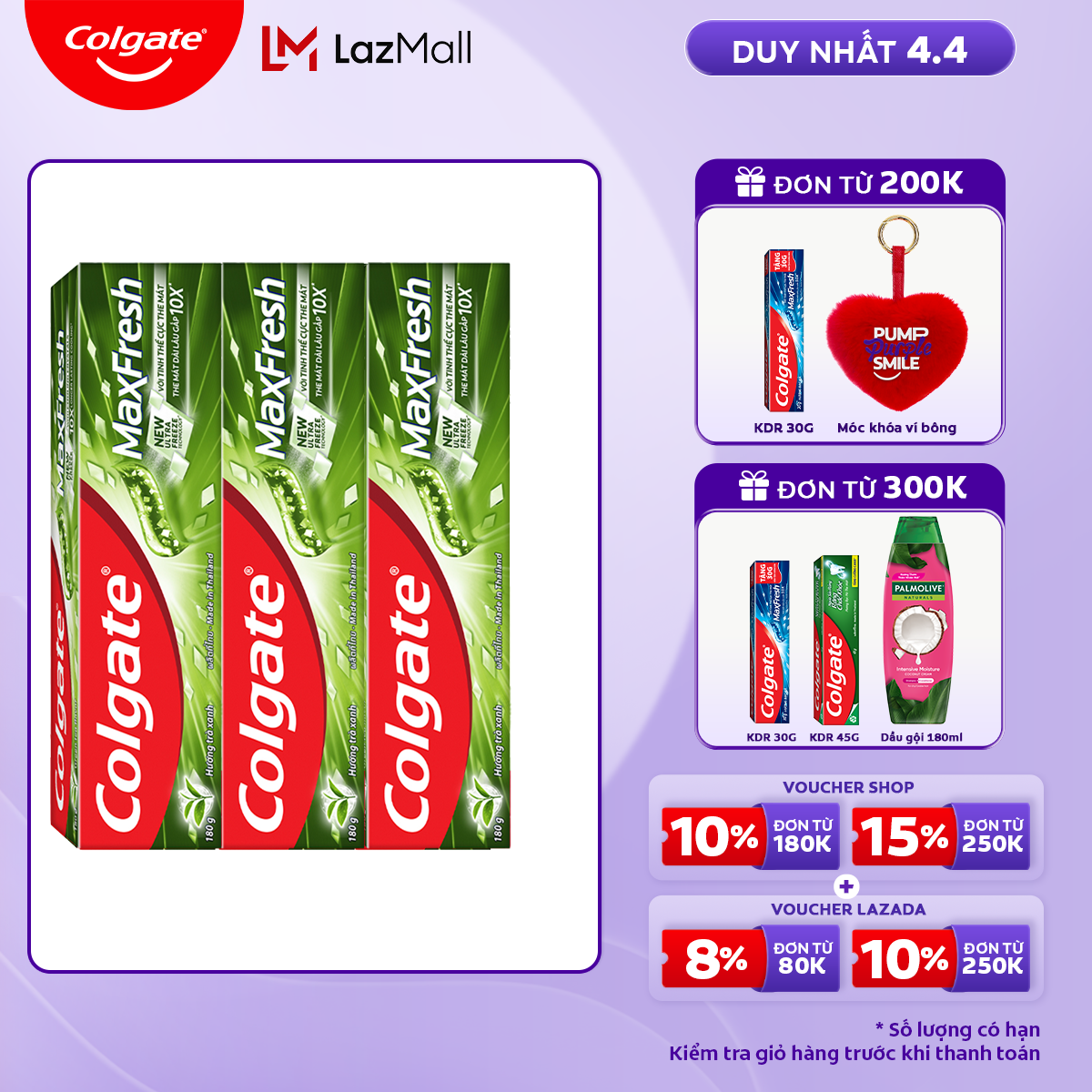 [Chỉ 15-17.6_X2 Voucher giảm đến 18%] Bộ 3 Kem đánh răng Colgate MaxFresh ULTRAFREEZE the mát gấp 10X 180g/tuýp