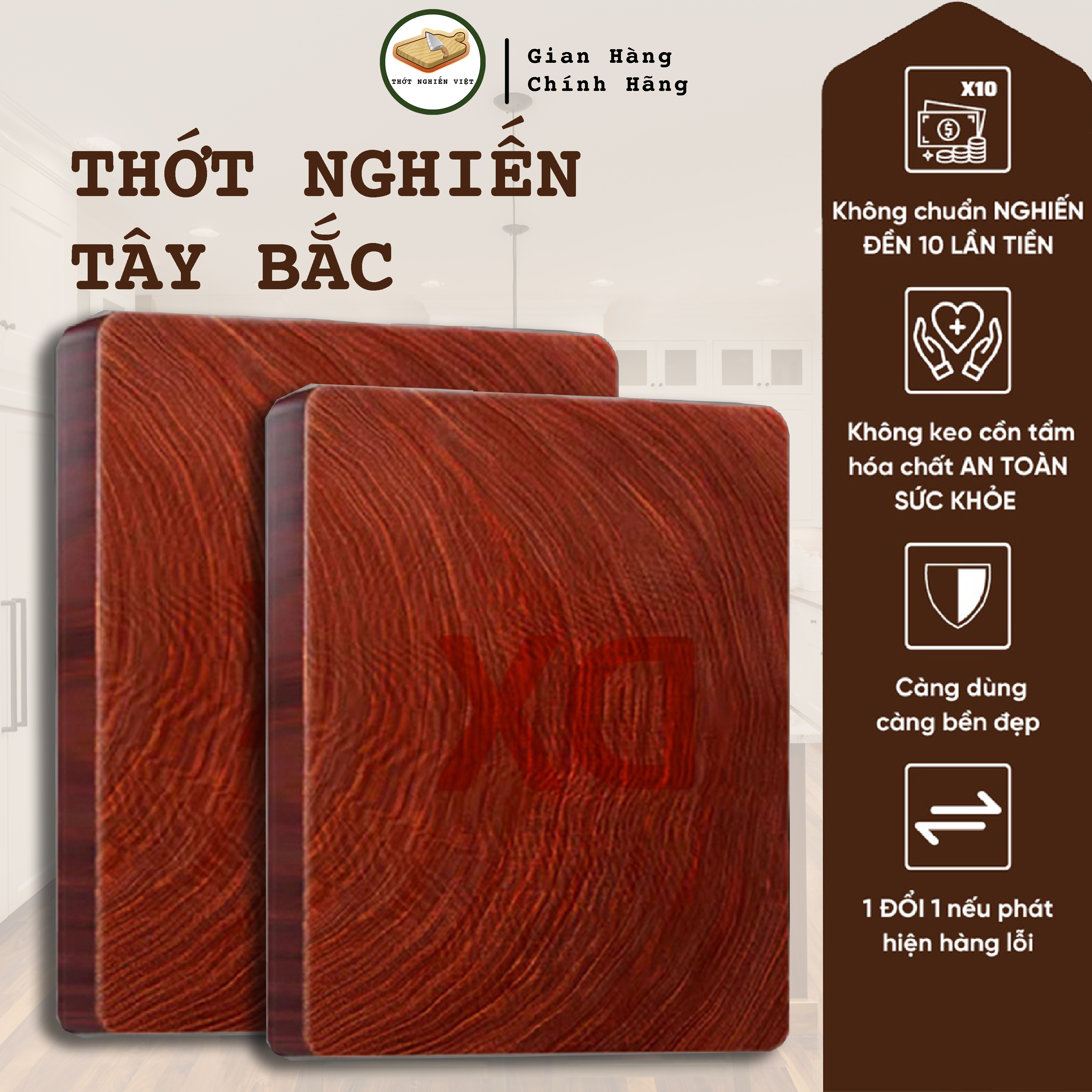 Thớt nghiến 25x30 dày 4cm , thớt gỗ nghiến Tây Bắc