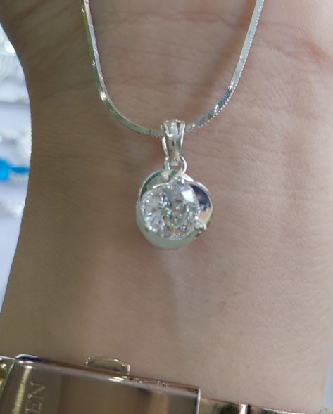 [HCM]Bộ dây chuyền +mặt đính đá ý sáng chói được gia công bạc nguyên chất bạc thật 100% HÌNH THẬT ( NGOÀI ĐẸP HƠN NHIỀU )