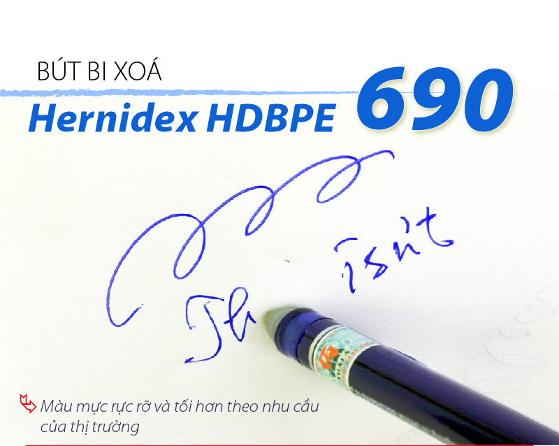 Bộ 3 bút bi có đầu xóa Hernidex xanh + đen + đỏ (HDBPE690-C3)
