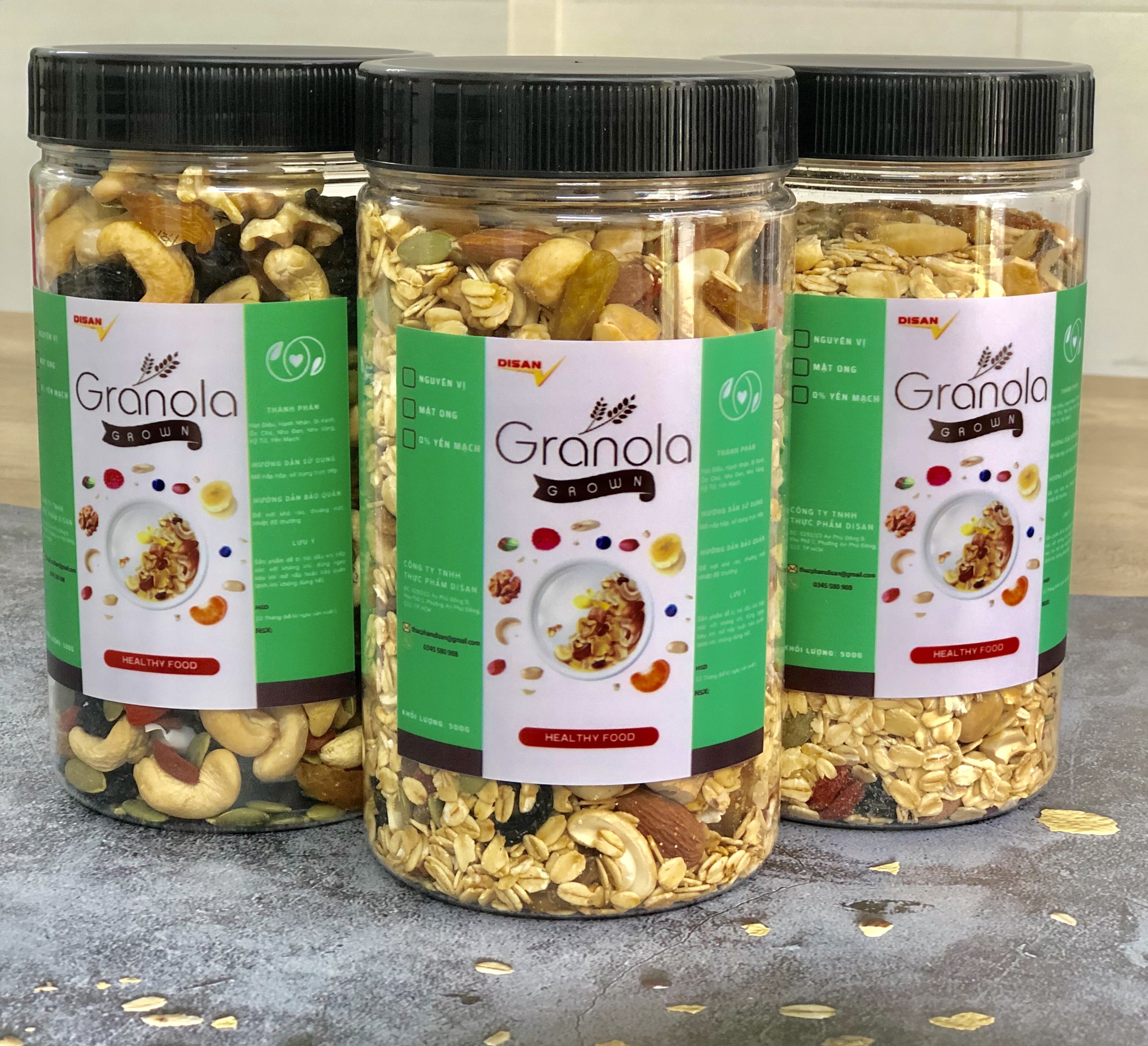 Combo 3 hộp ngũ cốc granola - 3 vị siêu hạt healthy shop, tốt chỗ sức khỏe, ngũ cốc ăn sáng dinh dưỡng