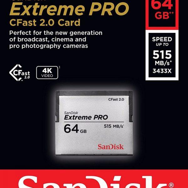 Thẻ nhớ  CF SanDisk 64GB Extreme PRO CFast 2.0 (525MB /s)