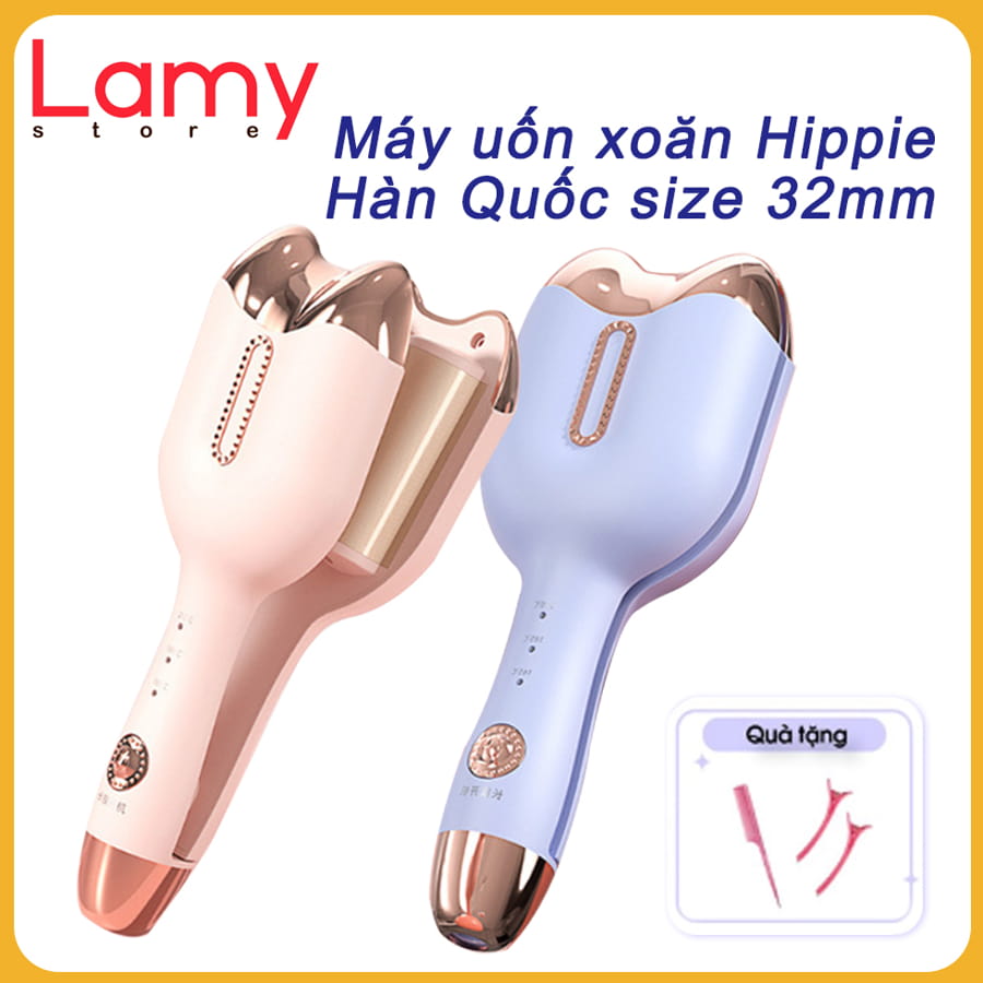 Máy uốn tóc xoăn sóng hippie 32mm 4 mức nhiệt, máy tạo kiểu tóc gợn sóng tự nhiên, uốn xoăn nhanh, giữ nếp lâu
