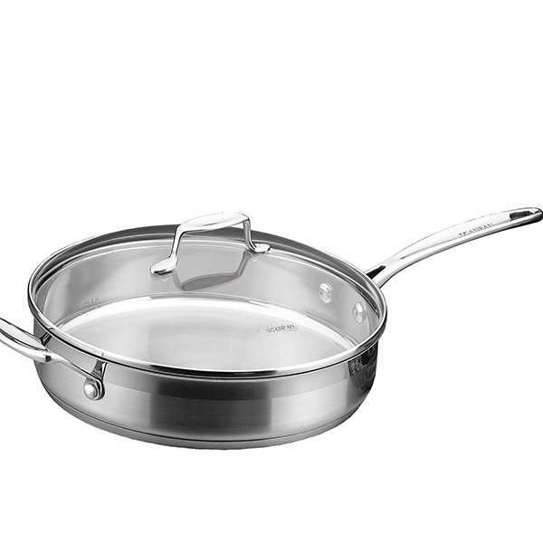 Chảo inox đáy từ Scanpan Impact 28cm 71102800 có nắp, thiết kế 3 lớp, dùng an toàn trong máy rửa bát