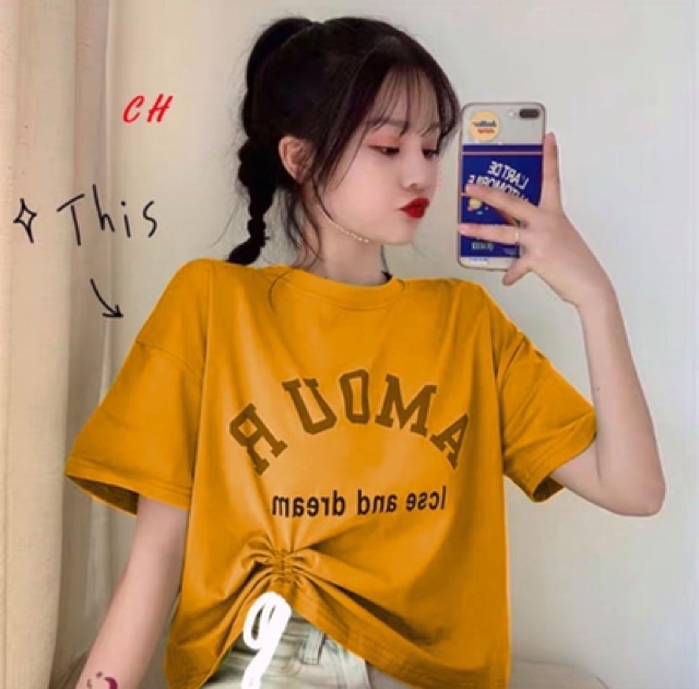 [HCM]Áo croptop rút eo AMOUR (Nhiều màu)